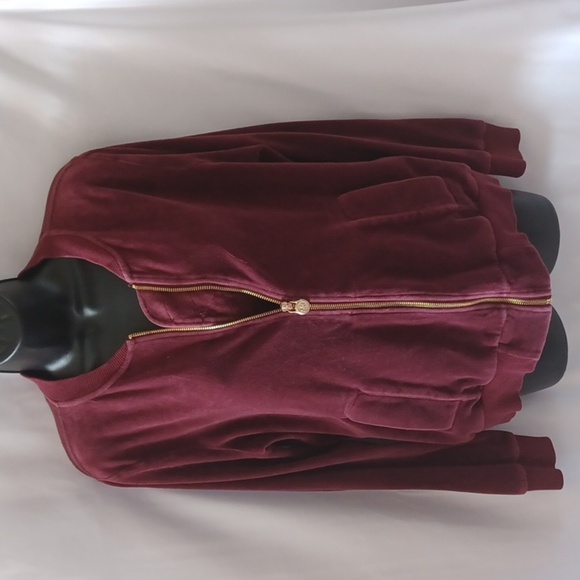 MICHAEL Michael Kors Tops - Michael Kors Ladies Velour Jacket - Women's L, Burgundy,  full zip